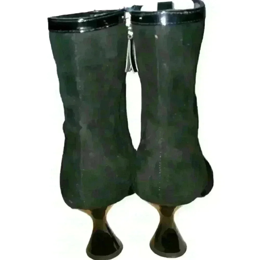 Black Boots faux suede and patent leather sz 10 - Picture 3 of 3